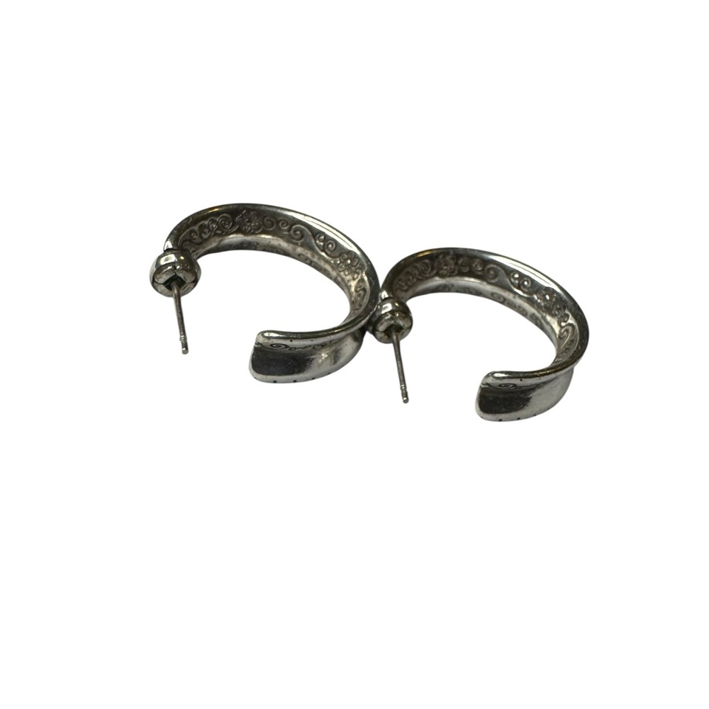 Brighton vintage Silver Tone Hoop Earrings no backs - Picture 3 of 5